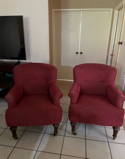 Set of two Great and comfortable red upholstered chairs