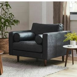 Like New Article Sven Black Leather Armchair 