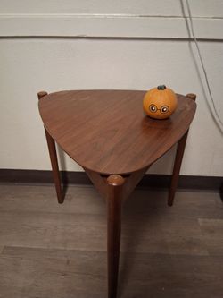 Mid-Century Modern Triangular Wood Side Table