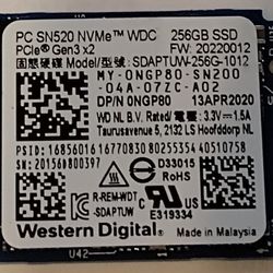 WESTERN DIGITAL SDAPTUW-256G-1012 NVMe PCIe Gen3 x2 256GB NGP80 0NGP80


