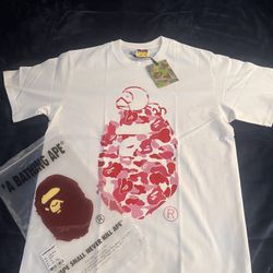 BAPE White Red & Pink Camo Tee