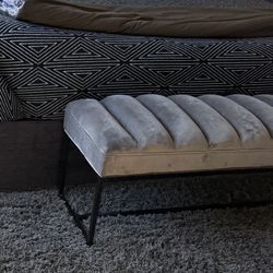 Gray Velvet Bedroom Bench