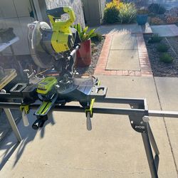 Ryobi ONE+ HP 18V Brushless Cordless 10 in. Sliding Compound Miter Saw w/ stand and 4.0 AH High-Performance Battery and Charger