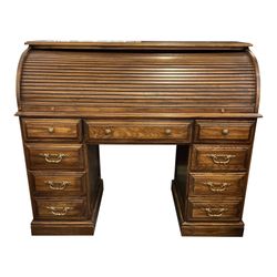 Vintage Wood Roll Top Desk
