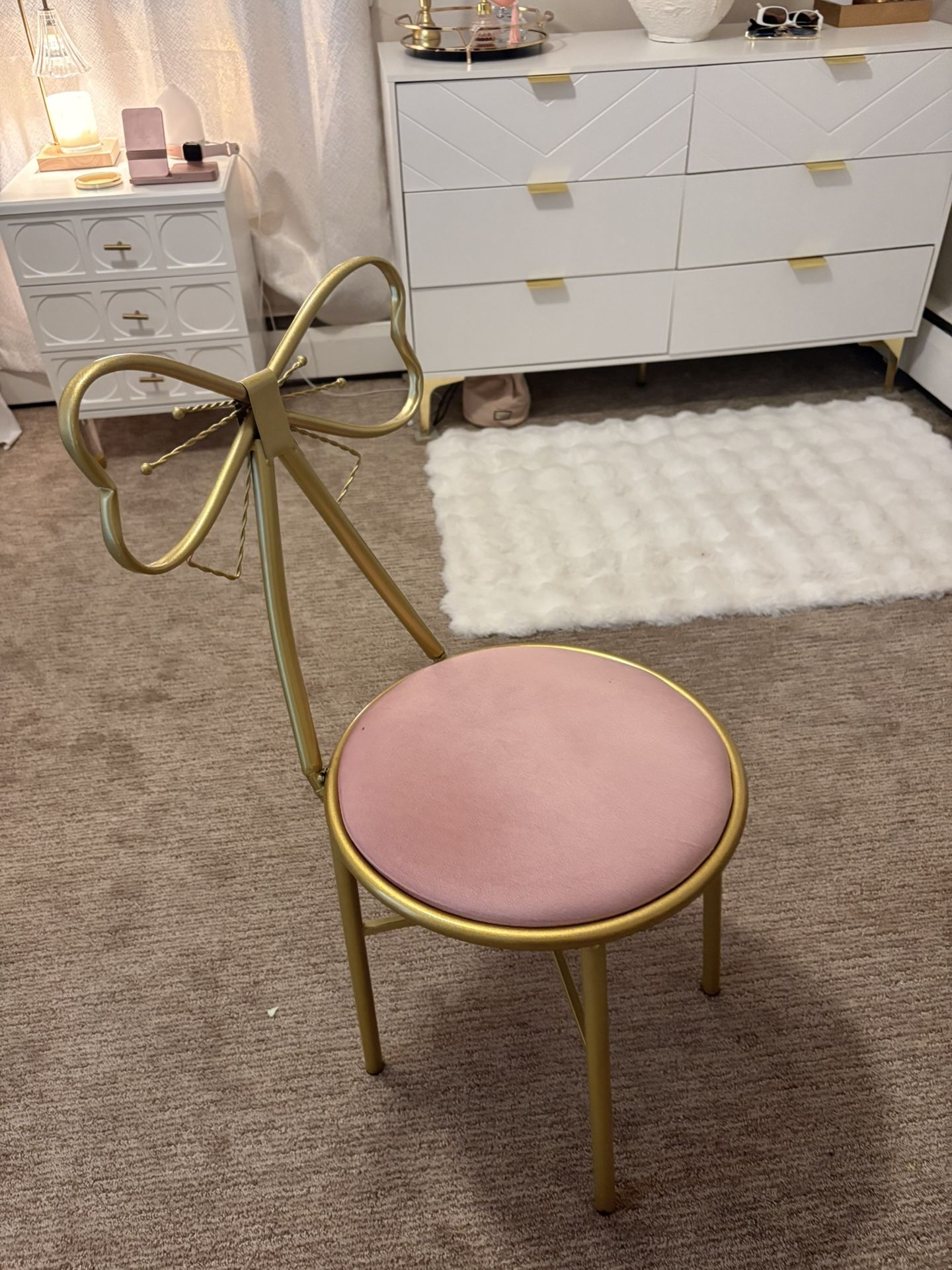 Gold Bow Vanity Chair
