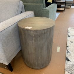 Drum End Table Gray