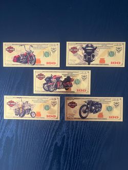 $10 Each Harley Davidson NOVELTY 24kt Gold Foil Plated Collector Bills