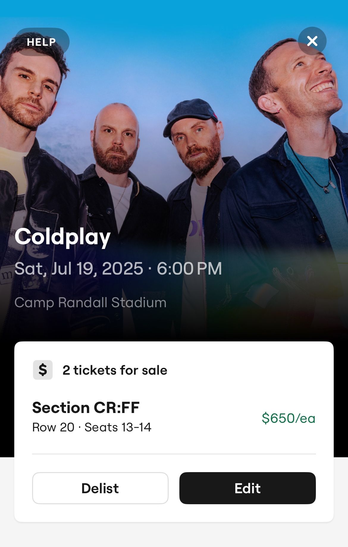 Coldplay at Camp Randall Stadium 