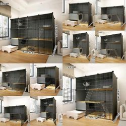 [Contact For Free Shipping] Cat Cage With Litter Box Easy To Clean Multiple Sizes 