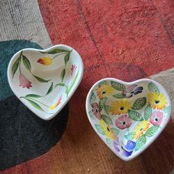 Hand-Painted Ancora Italy Heart Bowls - Set of 2 - Boise