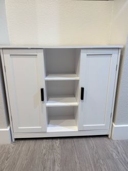 White Storage Cabinet with Shelves