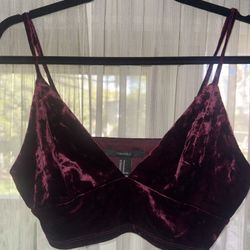 Burgundy Velvet Bralette Crop Top 💋 Soft Girl Date Night Vibes (M) 