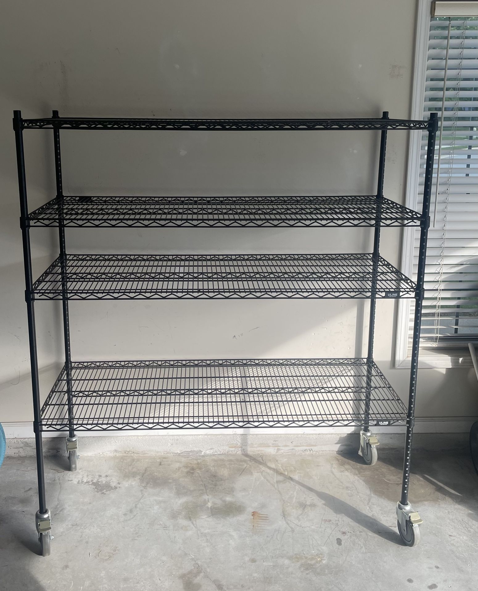 4 Shelf U-Line Mobile Heavy Duty wire shelving 60"x24"x69”H