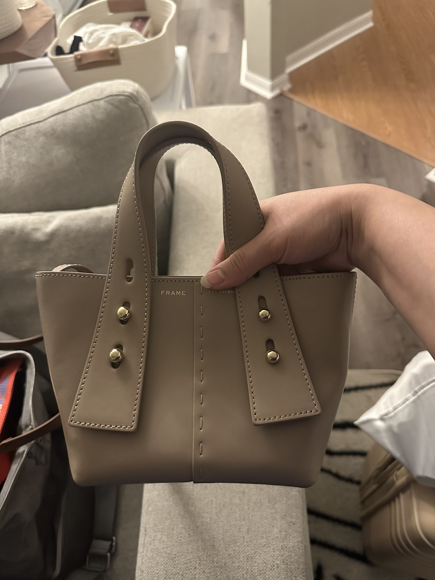 Frame Mini Denim Bag (beige)