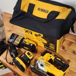 Dewalt 20V 'Max XR' Belt Sander, Jigsaw, Orbital Sander, Battery, Charger, Bag