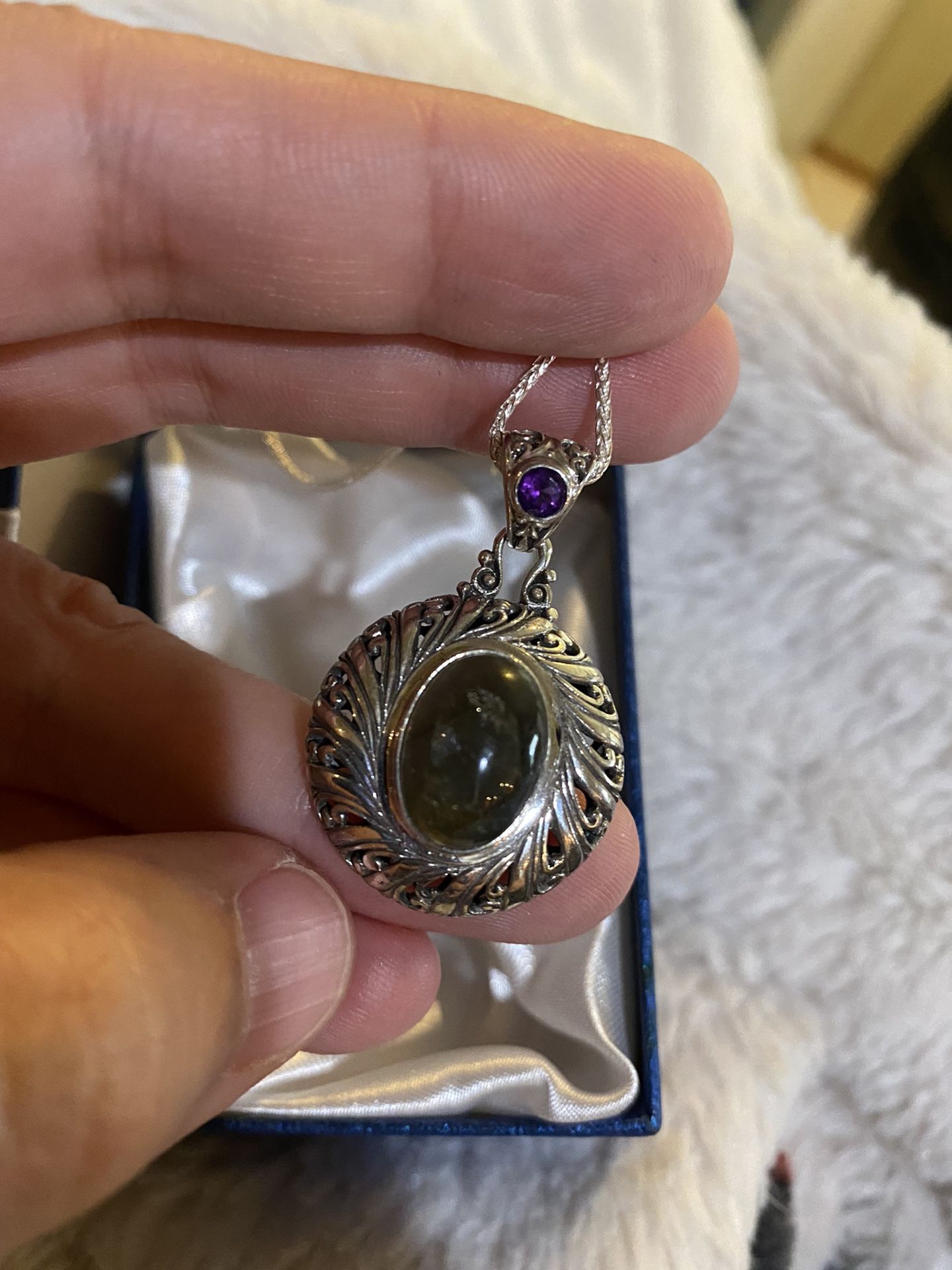 Genuine Labradorite silver necklace