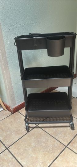 3 tier plastic rolling utility cart