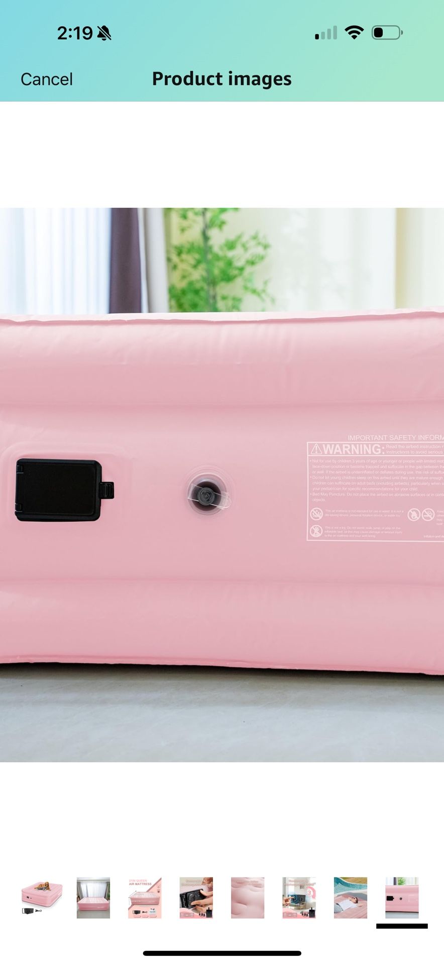 Air Mattress Queen with Built in Wireless Battery Pump, Blow Up Inflatable Mattress for Camping,Guest Air Bed, All Fabric, 21'' Pink Queen