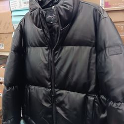 Sean John Size Medium Black Leather Jacket 