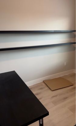 Dark Brown Floating Wall Shelves – Set of 5 – $60