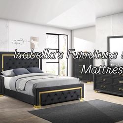 4 PCs Bedroom Set Dresser Mirror Queen Bed & Nightstand. ( FINANCING OPTIONS )