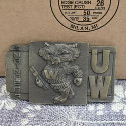 Vintage 1955 University of Wisconsin Badgers Mining Metallurgy Engineers Belt Buckle