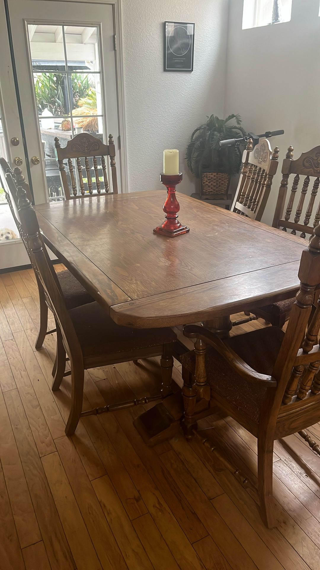 Solid Oak Table And Matching Bar Was