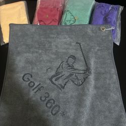 Golf bag towel by golf360Degrees  New  Comes with metal clamp  
