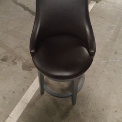 Free Swivel Bar Stool Faux Leather Brown
