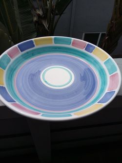 Brand New 🆕 Caleca With Original Packaging 14" Pasta Platter Handpainted Italian Stamp Pastel Colorful 