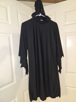 Youth Black Hooded Robe Halloween Costume -