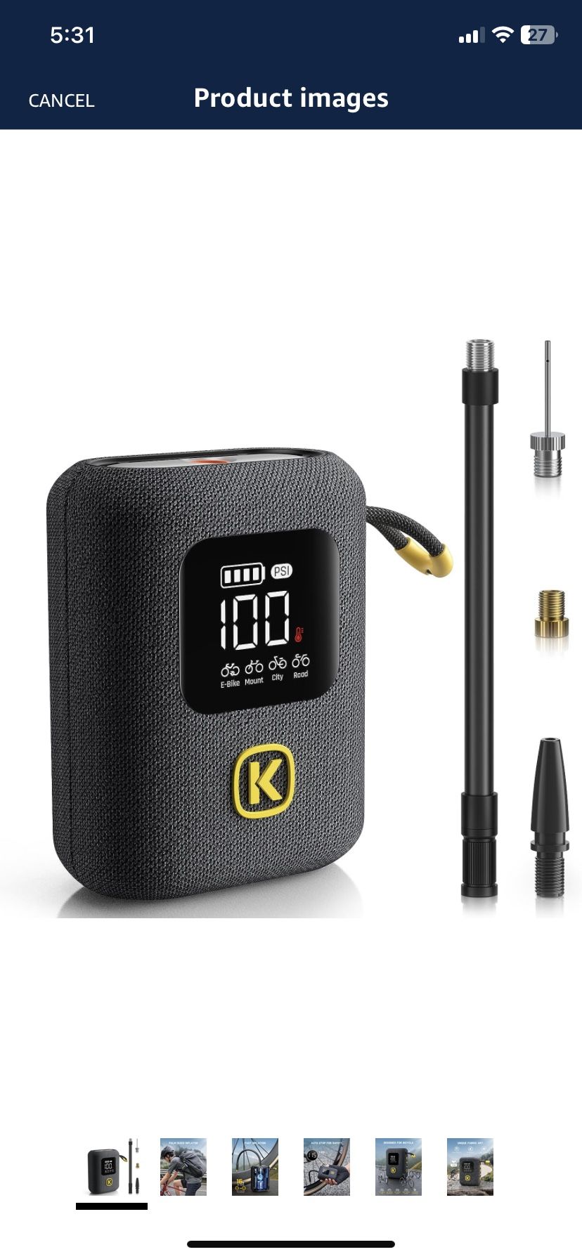 Fanttik X8 Ace Bike Pump 150PSI Fast Portable Tire Inflator, Coreless Rechargeable Electric Bicycle Air Pump, Auto Stop, with Presta and Schrader Valv