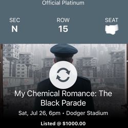 2 My Chemical Romance FLOOR tix 