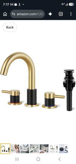 Black and Gold Bathroom Faucet 3 Hole, 2-Handle Widespread Faucet