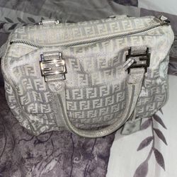 Fendi Metallic Zucchino Boston Bag (silver) 