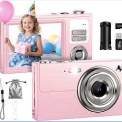 Digital Camera for Kids with 2.8" IPS Screen, 64GB SD Card Pink New