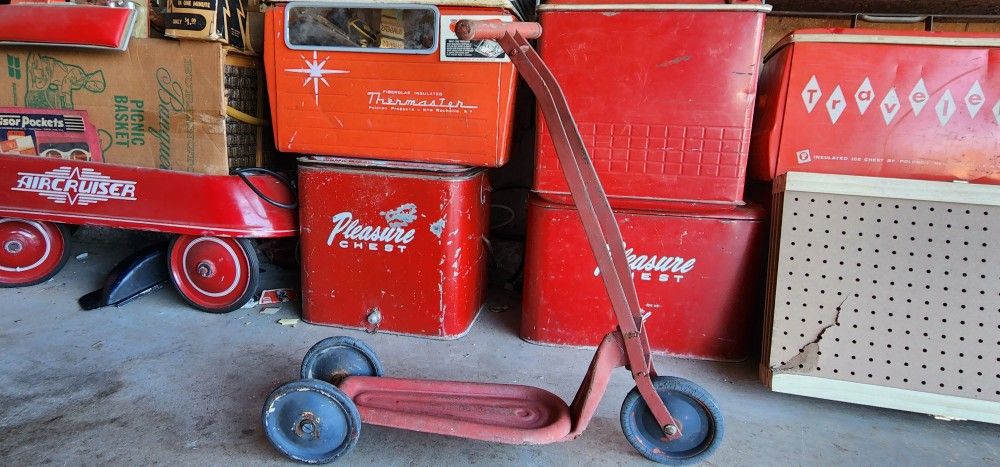 vintage kids child ride on scooter antique 30s 40s 50s 1950s 1940s 1930s