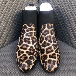 Yosi Samra Double Gore Leopard Mink Jaguar/Bkack Bootie Size 7