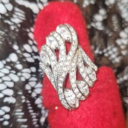 Vintage 925 Sterling CZ Ring Sz 8