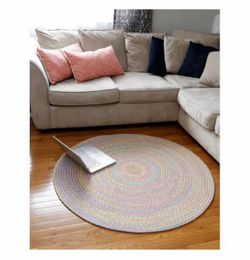 Play Date Pink Multi 6 ft. x 6 ft. Round Indoor/Outdoor Braided Area Rug