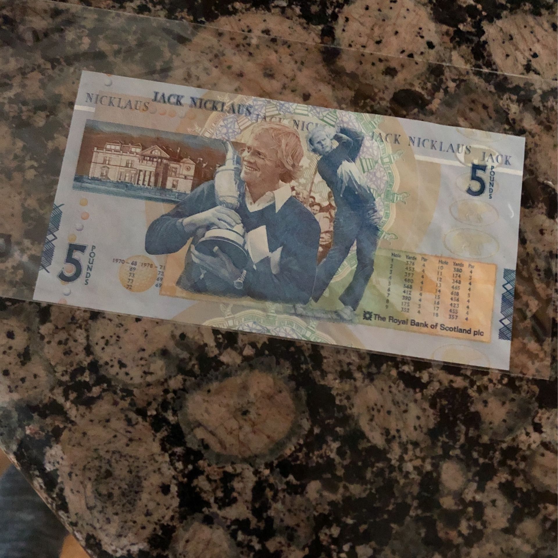 Jack Nicklaus Vintage 5 Pound Scotland Banknote