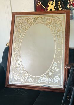 Vintage Windsor Art Faux Stained Glass Mirror –