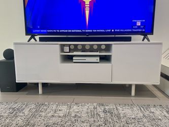 IKEA MOSTORP TV Stand / Media Console – High Gloss White – Approx. 71”