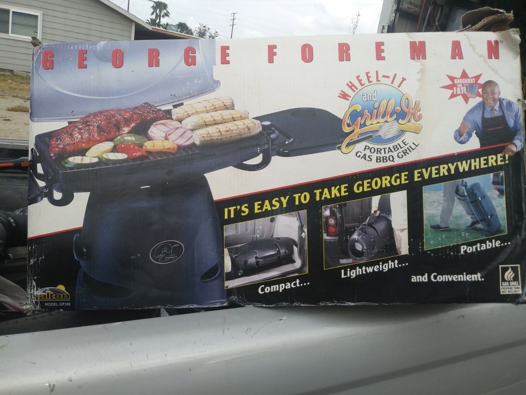 George foreman wheel-it and grill it portable gas BBQ grill by salton model gp300