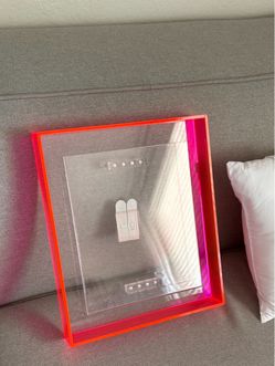 Neon pink picture frame, holds 8x10 photo