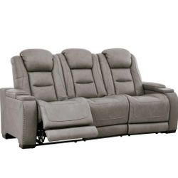 The Man-Den Gray Power Reclining Sofa

