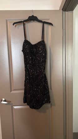 Black Sequin Cocktail Dress Adjustable Straps