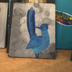 Roadrunner Painting Black And White Signed By Artist A.R.