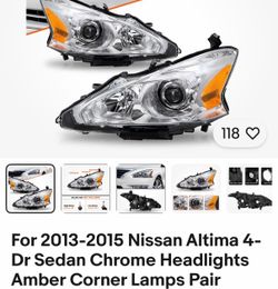 replacement headlight assemblies for a 2013–2015 Nissan Altima 4-door sedan.