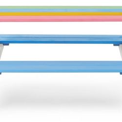 Kids Wooden Picnic Table with 2 Benches – Multicolor Outdoor Play Table